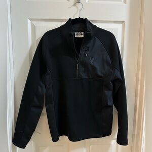Spyder Jacket Men’s size Medium Pullover Sweater Gait Half Zip Black Waffle Knit